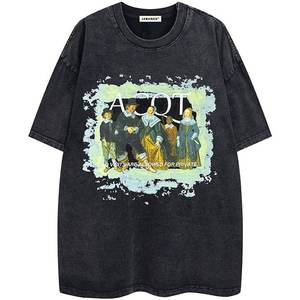 T-shirt personnalisé pour hommes délavé à l'acide 100% coton surdimensionné Plus Size Graphic Tee Print Logo Vintage Men's T-Shirts - Product Image 1