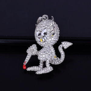 Colgante Personalizado de Personaje de Dibujos Animados con Diamantes Cultivados en Laboratorio, Estilo Hip Hop para Hombre, Oro Blanco de 10k, Color D, Brillante, para Fiesta 4 - Product Image 1