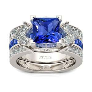 Jeulia Unique Princess Cut <b>Sterling</b> <b>Silver</b> Engagement Ring <b>Set</b> - Product Image 3