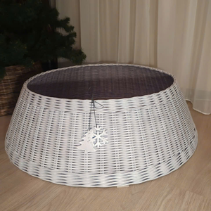 Jupe d'arbre de Noël en osier tissé à la main collier d'arbre en rotin naturel pour décor de Noël de ferme et couverture d'arbre de vacances - Product Image 4