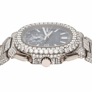 Montre-bracelet unisexe en acier inoxydable glacé avec quartz moissanite de qualité supérieure, style hip-hop - Product Image 3