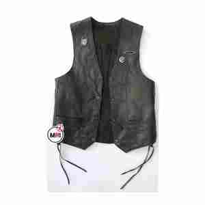 Chaleco de cuero de motorista de cuero genuino de alta calidad hecho con Chaleco de cuero genuino de primera calidad Chaleco de motocicleta para hombres - Product Image 6