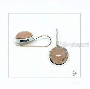 Pendientes Largos de Cuarzo Rosa Natural para Mujer, Joyería Hecha a Mano de Plata de Ley 925 para Navidad, Compromiso, Boda - Product Image 4