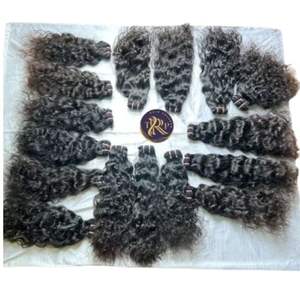 Meilleur Prix Extensions de Cheveux Humains Vierges Indiens Temple Remy Natural Wave et High Jerry Curl Cheveux de Qualité Premium pour les Femmes - Product Image 1