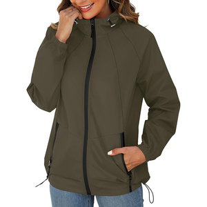 Chaqueta Impermeable Personalizable para Mujer con Capucha con Cremallera y Bolsillos, Cortavientos Delgada para Exteriores, Chaquetas Desechables - Product Image 2