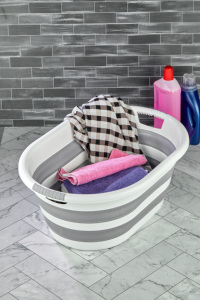 Afossa ตะกร้าพลาสติกใส่เสื้อผ้าแบบพับได้น้ำหนักเบา38L ทนทานต่อการจัดเก็บเสื้อผ้าแบบพับเก็บได้ - Product Image 3