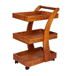 Wholesale Handmade <b>Wood</b> Two-tier bar <b>Cart</b> Trolley Restaurant Furniture Hotel Furniture From Vietnam - Product Image 3