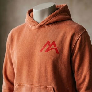 Sweat à capuche polaire pour homme, couleur terre cuite, avec logo, style streetwear, poche kangourou, vente en gros, vêtements OEM ODM, grammage lourd - Product Image 5