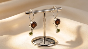 R Art Palace 925 Sterling <b>Silver</b> Drop <b>Earrings</b> With Garnet And Peridot Bezel <b>Set</b> Minimalist Design For Women - Product Image 1