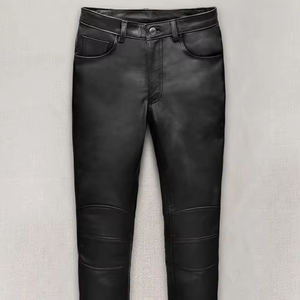 Pantalones Rectos de Cuero 100% de Alta Calidad, Ligeros, de Secado Rápido, Estilo Casual con Cierre de Botones, Largo Regular - Product Image 1