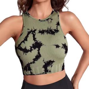 Top Deportivo Corto sin Costuras para Mujer, con Logotipo Personalizado FLW, Estilo Veraniego, Tie Dye, Acanalado - Product Image 3