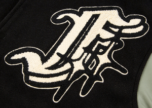 แจ็กเก็ตเบสบอลของผู้ชายแนวสตรีทสำหรับฤดูใบไม้ผลิฤดูใบไม้ร่วงลำลองพร้อมตัวอักษรแบบปะติดดีไซน์ตัดกันสีตามสั่ง - Product Image 3