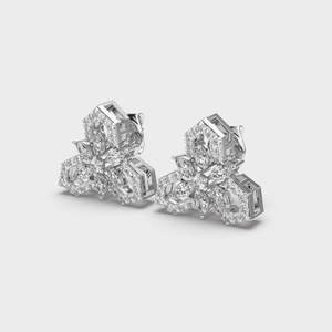 Luxury Lab Grown Diamond Flower Stud <b>Earrings</b> 14K Rose/White/Yellow <b>Gold</b> Prong <b>Set</b> 0.58ct Rhodium Plated - Product Image 2