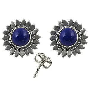 925 Silver Lapis Lazuli <b>Diamond</b> Pearl Stud Earrings for Women Cute Bezel Setting for Wedding Engagement Anniversary Party Gift - Product Image 2