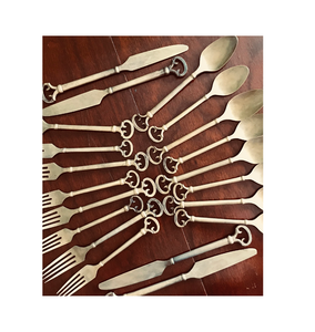 Juego de cubiertos de diseño fantástico, utensilios de cocina de latón, juego de cubiertos de 8 acero con espejo para uso en el hogar, hoteles y restaurantes - Product Image 3