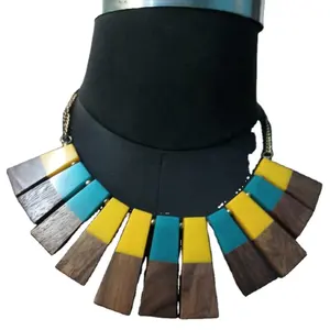 Collana fatta a mano con giunto in legno di resina di Design di moda per collana multicolore da donna per collana di alta qualità da sposa di articoli per feste