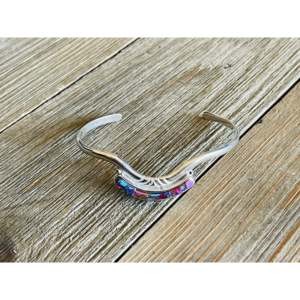 Navajo Handmade Fashion <b>Cuff</b> <b>Bracelet</b> in Pink Mohave Turquoise & Sterling <b>Silver</b> - Product Image 1