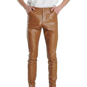 Nouveau design, couleur personnalisée, logo, écologique, respirant, léger, taille mi-haute, coupe droite, décontracté, pantalon en cuir pour homme, hiver, grande taille - Product Image 1