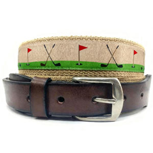 Étiquettes en cuir Ruban de golf de haute qualité Boucle de ceinture Boucle en métal Ceinture de golf en cuir de haute qualité pour hommes - Product Image 1