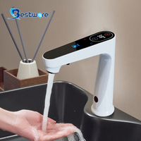 Robinet de cuisine contemporain à capteur avec cartouche céramique, montage sur plan, sans contact, et distributeur de savon pour chambre à coucher
