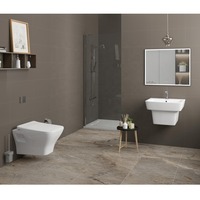Salle de bain de luxe Céramique Blanc Accroché au mur EWC Toilette-Eau Placard Commode Chaise et Lavabo Combo