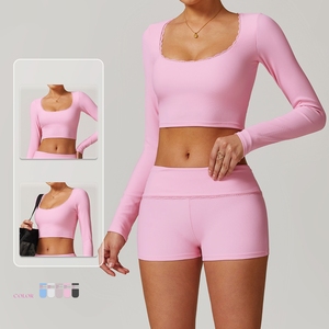 High Quality Sports Bra High Waist <b>Leggings</b> Suit Long Sleeve Workout Wear Gym Sportswear Women Fitness Clothes Yoga <b>Set</b> - Product Image 3
