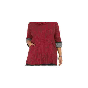 Robbie Bee Robe décontractée pour femme grande taille, pull rouge à col bénitier, silhouette ample et couleur contrastée, taille 3X - Product Image 2