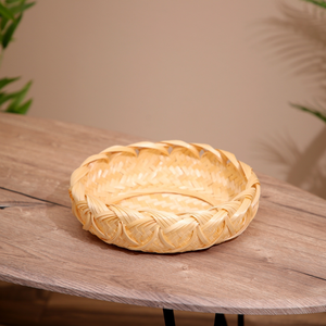 Round Bamboo <b>Tray</b> <b>Basket</b> Handwoven Natural Bamboo Eco Friendly Home Decor - Product Image 5