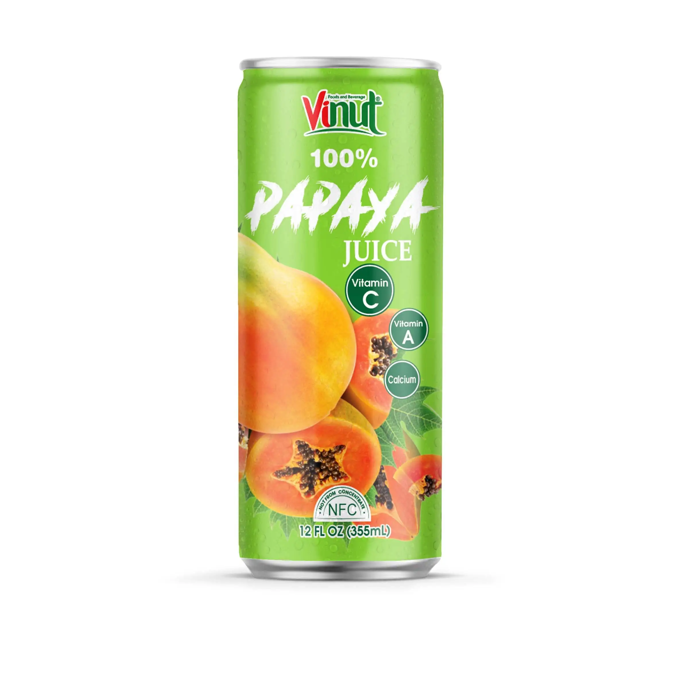 VINUT Aluminum Can 355ml Totally Papaya juice 100% juice Wholesale vitamin calcium