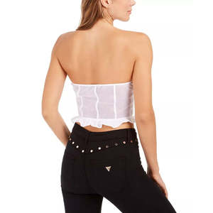 Top Corsetto Trasparente Senza Spalline in Rete per Donna GUESS, Bianco, Taglia Media - Product Image 2