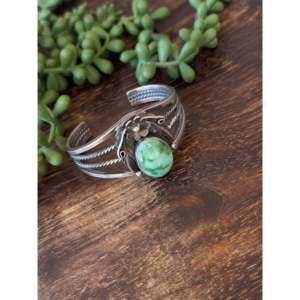 Emerald Valley Turquoise & Sterling Silver Cuff <b>Bracelet</b> Handmade by Navajo Artists Fashion Accessory - Product Image 4