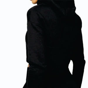 Sweat à capuche zippé intégral noir essentiel pour femme, 69% viscose, 26% polyester, 5% élasthanne, technique d'impression en relief, teinture unie, détente - Product Image 6