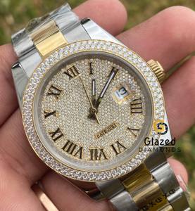 Montre-bracelet Hip Hop bicolore pour homme rehaussée de diamants Moissanite ronds et brillants Vvs Clarity - Product Image 2