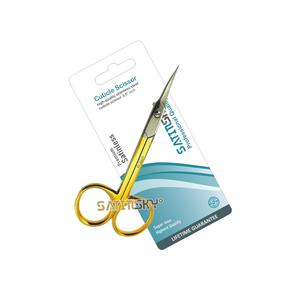 Tijeras para Cutículas de 9.5cm, Doble Curvatura, Acero Inoxidable Dorado, Extra Resistentes, Curvas, para Manicura, Mango de Cerámica de Primera Calidad, de Fábrica - Product Image 1