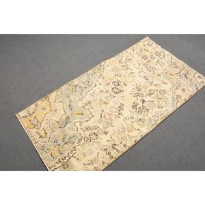 2.3x4.4 ft Rug, Vintage Turkish Rug, <b>Yellow</b> <b>Wool</b> Rug - Product Image 3