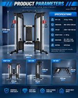 Machine de musculation commerciale BN - Appareil multifonctionnel à câbles en acier avec pile de poids de 160 kg pour les bras, la poitrine, les jambes, les épaules et le tronc