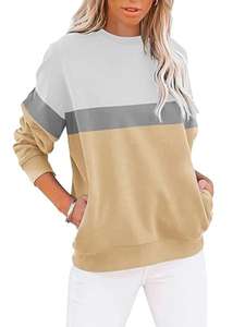 Sudadera de Manga Larga con Bloques de Color y Cuello Redondo Personalizable con Logotipo para Mujer, de Alta Calidad - Product Image 5
