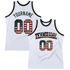 Maillots de basket-ball personnalisés 4 juillet USA patriotique marron Vintage drapeau américain maillot de basket-ball industrie du sport - Product Image 3