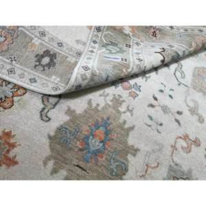 Alfombra de Lana Lavable de Alta Calidad, Anudada a Mano, Estilo Oushak, Antideslizante, Diseño Rectangular Tradicional Único para el Hogar, Simétrica, Color Cielo - Product Image 4