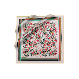 Vintage Grey Polyester Square Floral <b>Scarf</b> Custom Design Silk-Like Fashion Accessory - Product Image 1