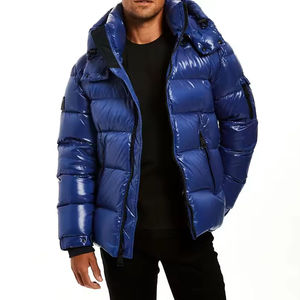Veste brillante bleu roi pour homme, épaisse et chaude, avec capuche amovible pour l'hiver froid, style streetwear, vestes brillantes pour homme - Product Image 4