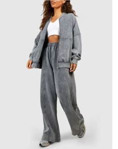 Ensemble de survêtement décontracté pour femme, poids lourd, uni, en molleton de coton long, logo personnalisé, vêtements d'hiver, vente en gros, respirant, rapide 2026 - Product Image 1