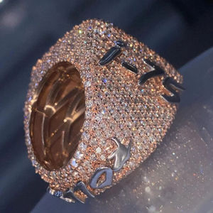 Royal Iced Out Round Leb Grown Ring pour les femmes Bold Custom Design 925 silver Diamond Luxury Hip Hop Statement Jewelry - Product Image 3