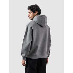 Sweat à capuche en molleton bouclette gris anthracite taille XSS zippé avec broderie 3D délavée à l'acide et appliqué streetwear pour homme/femme - Product Image 1