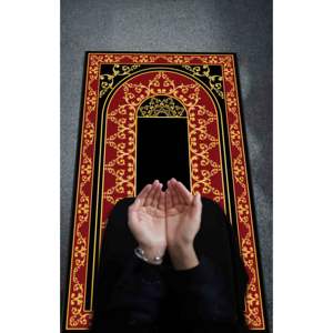Alfombra de Oración Roja: Elegante Alfombra Musulmana para el Adoración, Decoración para Mezquita, con Pelo Suave - Product Image 5
