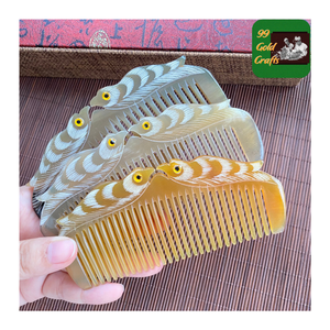 Peine de cuerno de búfalo negro para Barba y cabello-Peine de masaje natural para reducir la pérdida de cabello, mejorar la circulación y relajar la mente - Product Image 1