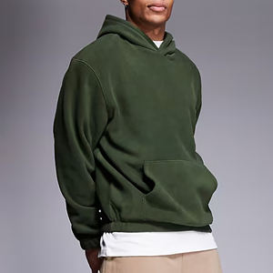 เสื้อฮู้ดผ้าฟลีซผ้าฝ้ายแบบสวมหัวเสื้อมีฮู้ดระบายอากาศได้ดีสำหรับผู้ชายเสื้อลำลองแบบหลวมพอดีตัว100% ไหล่ตก - Product Image 4