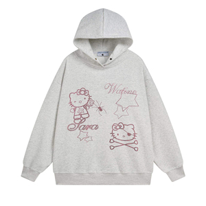 Hoodie unisexe surdimensionné en molleton épais pour l'automne, personnalisable, avec impression en relief de haute qualité et broderie de strass, en French Terry vierge - Product Image 3