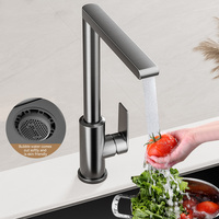 Robinet d'évier de cuisine commercial anodisé moderne à poignée unique pour montage sur pont, eau chaude et froide en aluminium