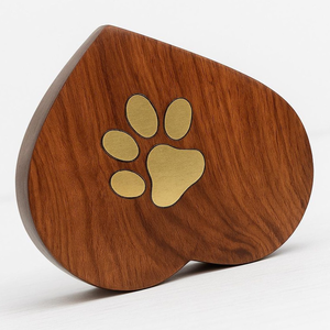 Handmade Heart <b>Pet</b> Urn Wooden <b>Memorial</b> Keepsake with Brass Paw <b>Memorial</b> Keepsake <b>Box</b> Decorative Cremation Urn <b>for</b> Ashes - Product Image 3